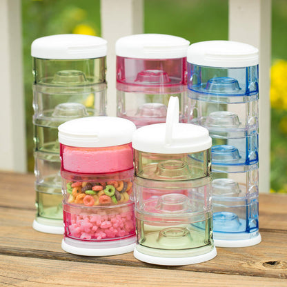 Innobaby Packin' Smart Stackable and Portable Storage System for Formula, Baby Snacks and More. 5 Stackable Cups in Lime Sorbet. BPA Free.