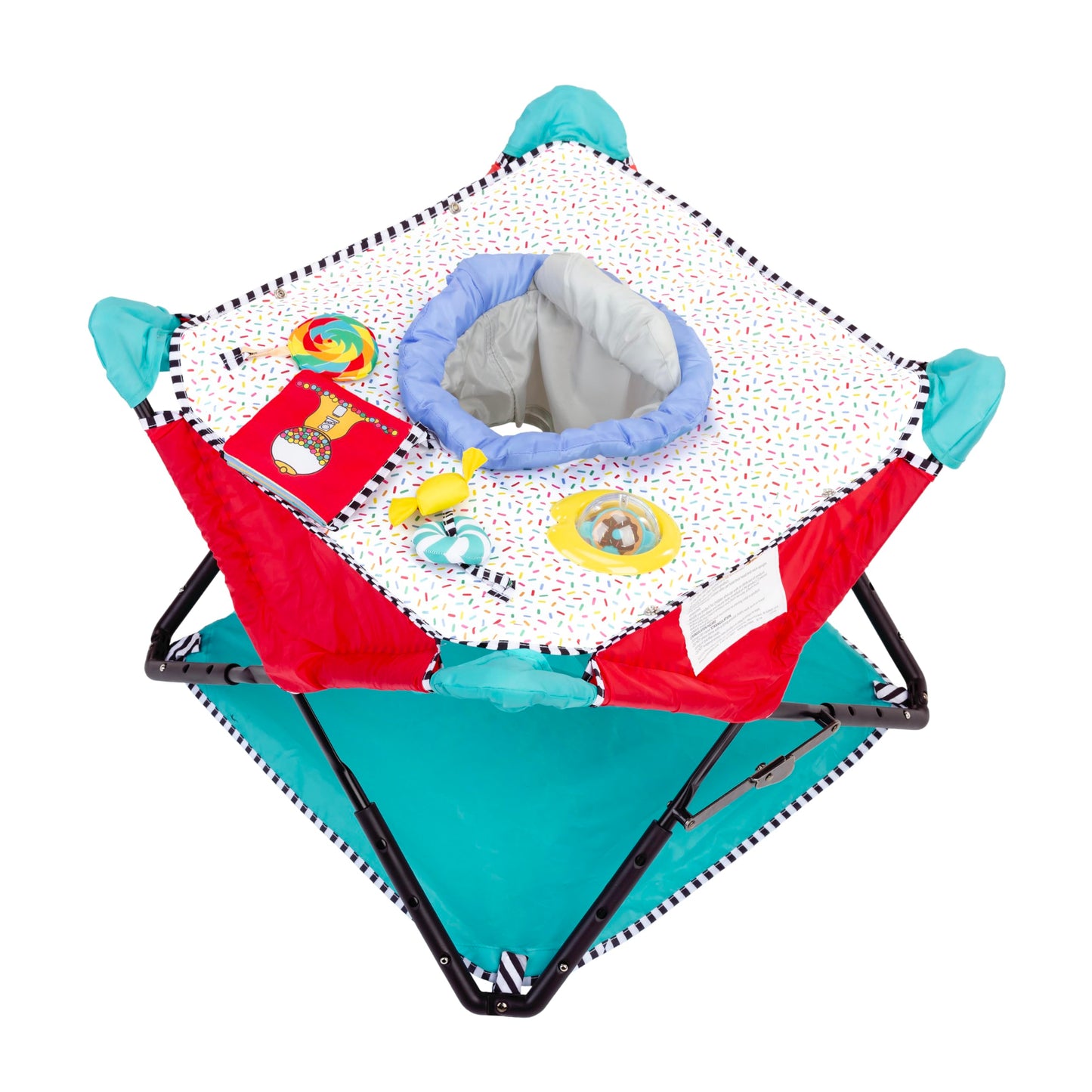 Bright Starts Pop 'N Jump Portable Activity Jumper, Indoor/Outdoor Use, Owl Forest with 4 Sensory Toys, Ages 6-12 Months
