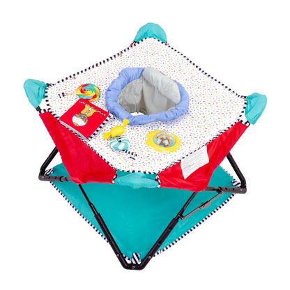 Bright Starts Pop 'N Jump Portable Activity Jumper, Indoor/Outdoor Use, Owl Forest with 4 Sensory Toys, Ages 6-12 Months
