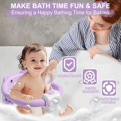 Baby Bath Seat for Babies 6 Months & Up, Toddler Bath Seats for Babies Sitting Up, Non-Slip Infant Bath Tub Chair with 4 Suction Cups & Soft Cushion for Shower, Compact Toddler Bathtub Seat, Pink