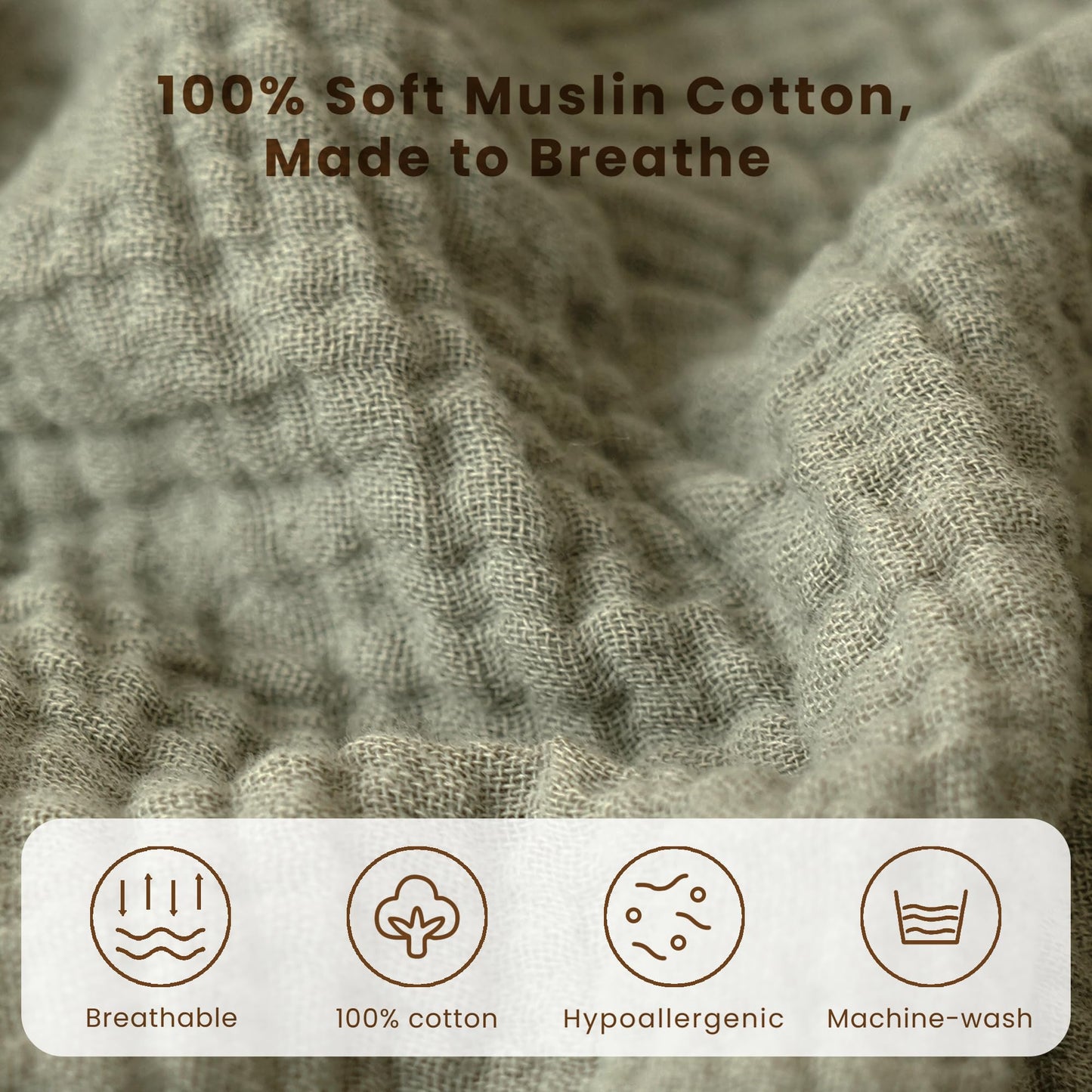Konssy Car Seat Cover for Baby, Muslin Cotton Button Open Stroller Canopy for Babies Shower Gifts and Registry Search, Breathable Infant Sunshade Cover, Must Have for Unisex Boys and Girls, Fog Green