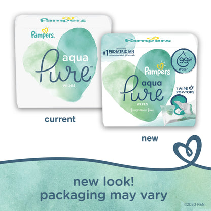 Pampers Baby Wipes Aqua Pure, 99% water-based wipes, Hypoallergenic and Unscented Infant Wipe, 896 Total (16 Flip-Top Packs)