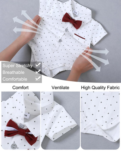 ZOEREA Baby Boy Clothes Suit Infant Short Sleeve Gentleman Outfits Dress Shirt+Bowtie+Suspender Shorts 0-18M