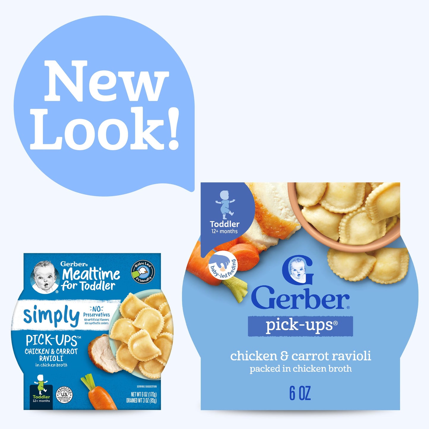 Gerber Pick-Ups Chicken and Parmesan Cheese Ravioli in Tomato Sauce Toddler Meals, 4.5 Oz Tray (Pack of 8)