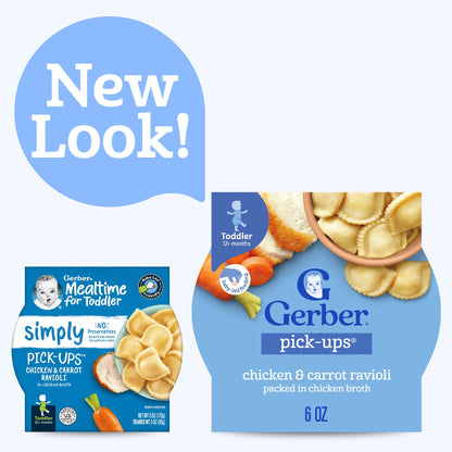 Gerber Pick-Ups Chicken and Parmesan Cheese Ravioli in Tomato Sauce Toddler Meals, 4.5 Oz Tray (Pack of 8)