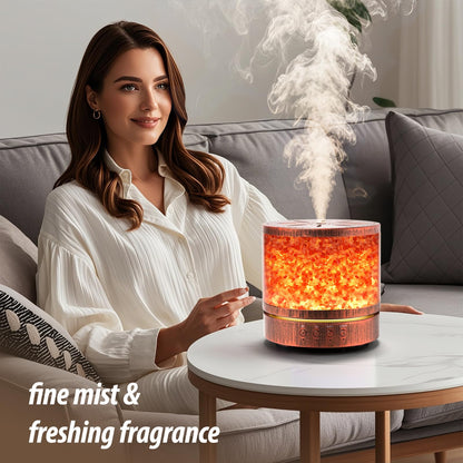 Essential Oil Diffuser Aromatherapy Diffuser - Himalayan Pink Salt Crystal Diffusers for Essential Oils with 7 Color Lights 2 Mist Mode, Reduce Noise Design for Baby Room, Yellow