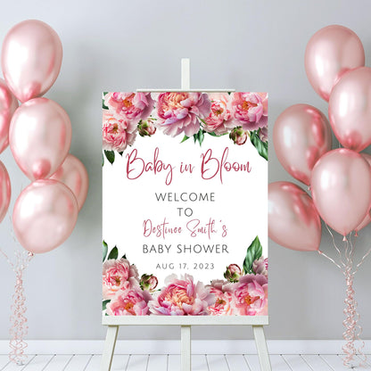 Personalized A Little Snowflake Is On The Way Welcome Sign, Pink, Girl, Winter Baby Shower Canvas