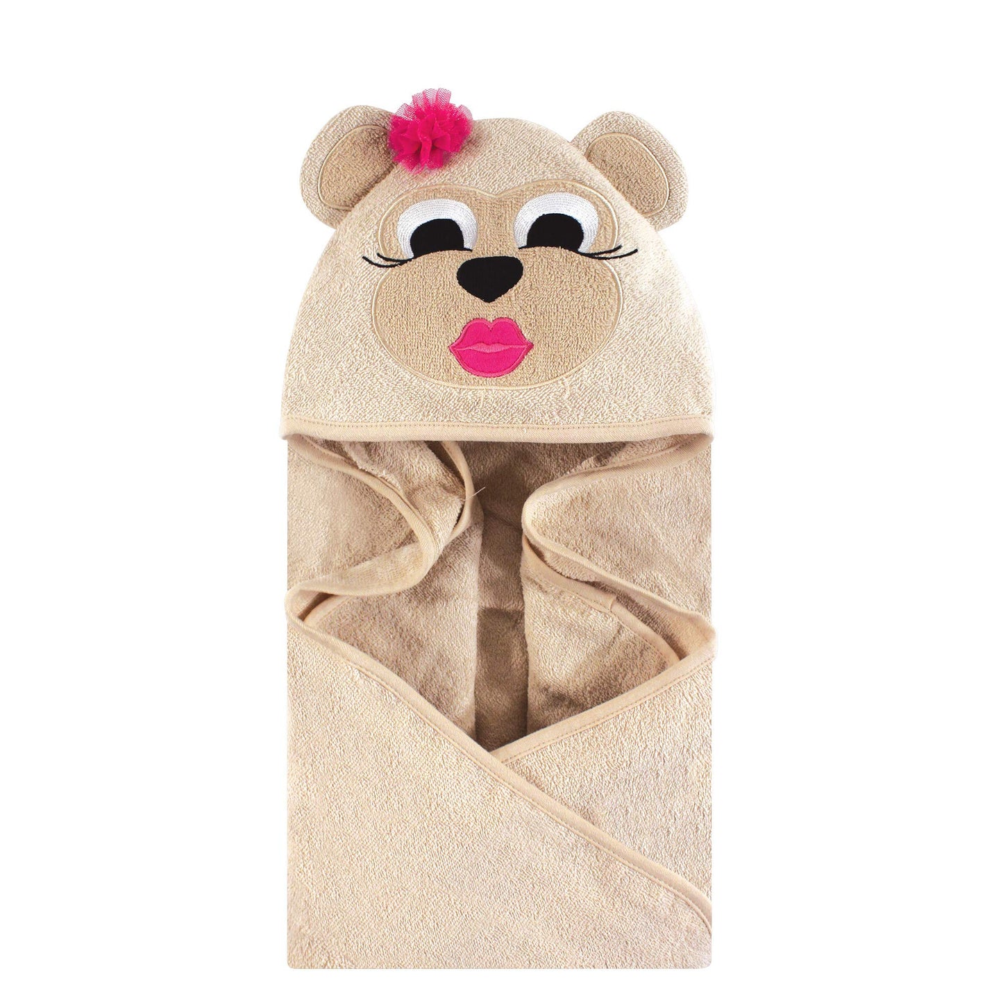 Hudson Baby Unisex Baby Cotton Animal Face Hooded Towel, Pretty Elephant, One Size