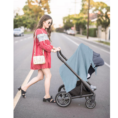 Konssy Muslin Nursing Cover for Baby Breastfeeding, Breathable 100% Cotton Breastfeeding Cover with Rigid Hoop for Mother Nursing Apron, Multi-use Carseat Canopy (Summer Wheat)