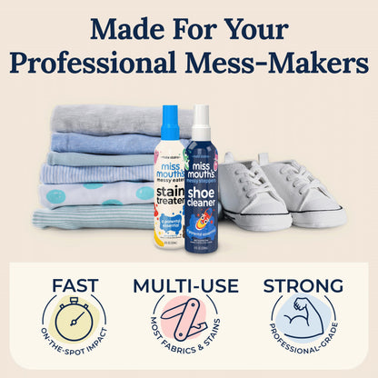 Miss Mouth's Messy Eater Stain Treater Spray - 4oz 2 Pack Stain Remover - Newborn & Baby Essentials - No Dry Cleaning Food, Grease, Coffee Off Laundry, Underwear, Fabric