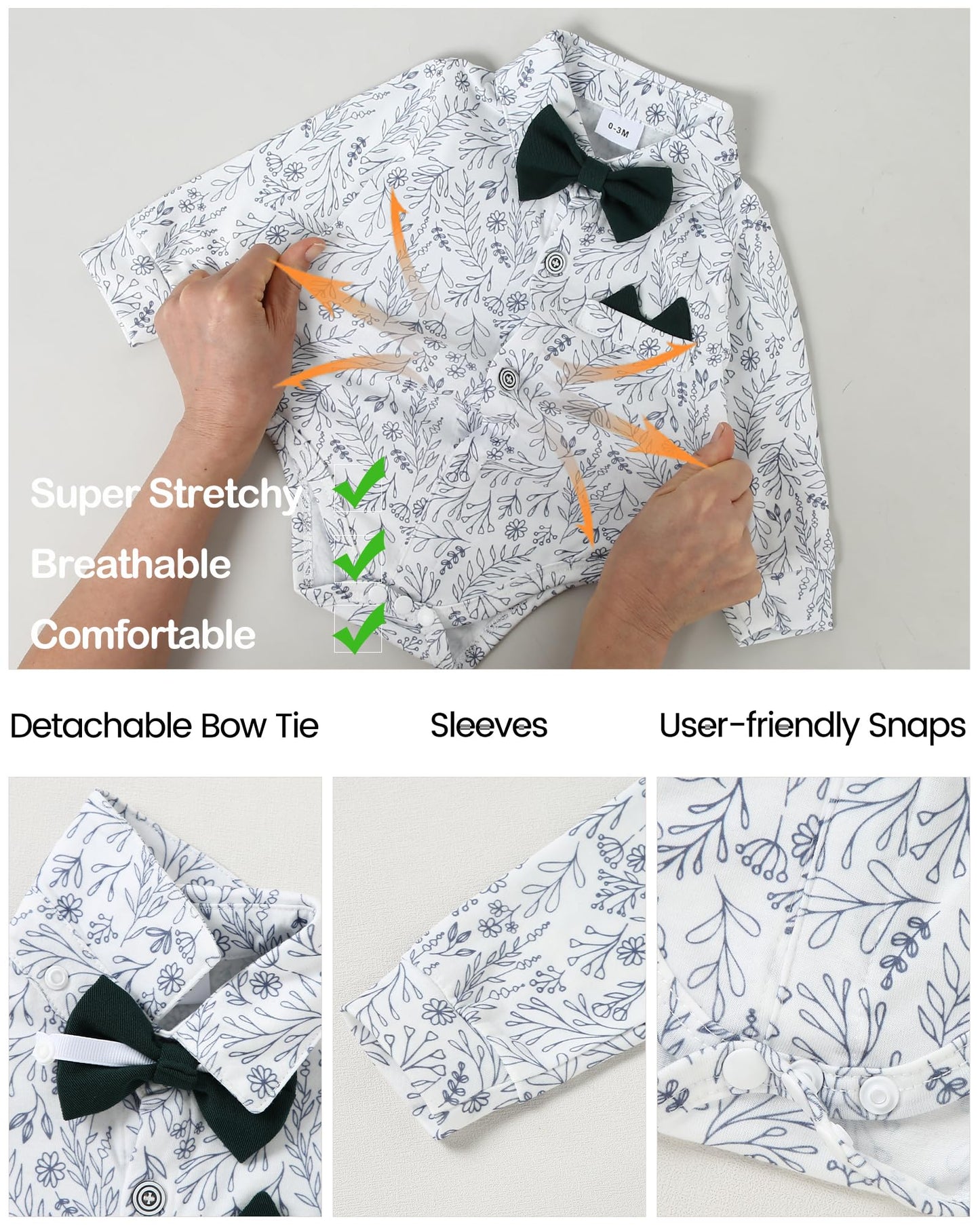 YUEMION Baby Boy Clothes Wedding Outfit Suits, 0-18 Months Infant Boy Gentleman Set, Dress Shirt+Vest+Suspender Pants+Bowtie