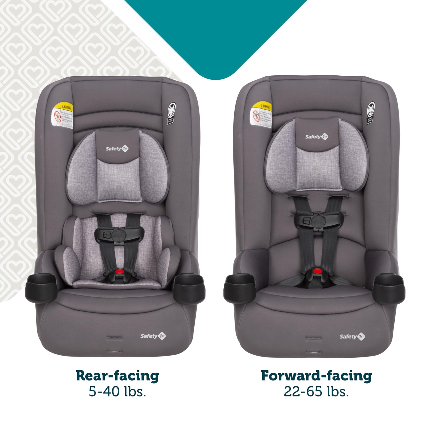Safety 1st Jive 2-in-1 Convertible Car Seat, Rear Facing Car Seats for Babies (5-40 lbs, 19-40"), Forward Facing Carseat for Toddlers (22-65 lbs, 29-49"), Harvest Moon
