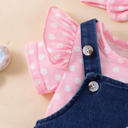 Baby Girl Clothes Suspender Skirt Newborn Ruffled Romper + Elephant Jeans Dress + Headband Summer Outfits 0-18 Months
