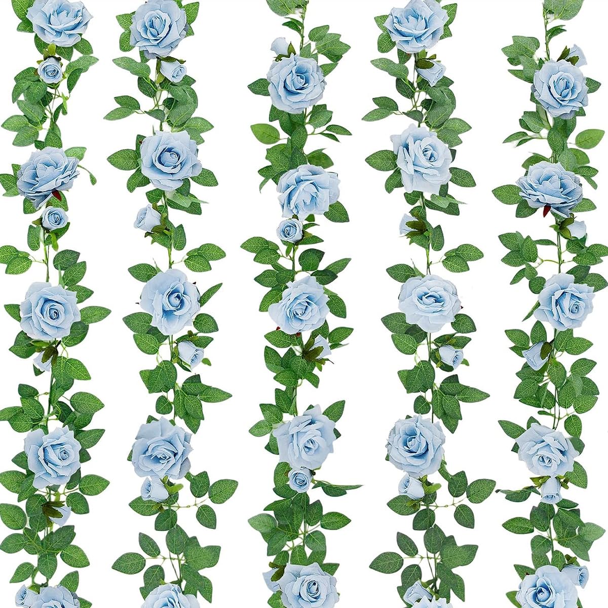 ZIFTY 5Pcs 32.5FT Pink Flower Garland Fake Rose Vines for Tea Party Mother's Day Decorations Faux Artificial Floral Garland Hanging Rose Ivy for Baby Shower Wedding Arch Ceremony Outdoor Wall Decor