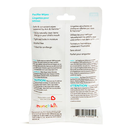 Munchkin Arm & Hammer Pacifier Wipes - Safely Cleans Breast Pump Parts and Feeding Essentials for Baby and Toddler, 1 Pack, 36 Wipes