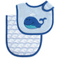 Luvable Friends Unisex Baby Bib and Burp Cloth Set, Blue, One Size