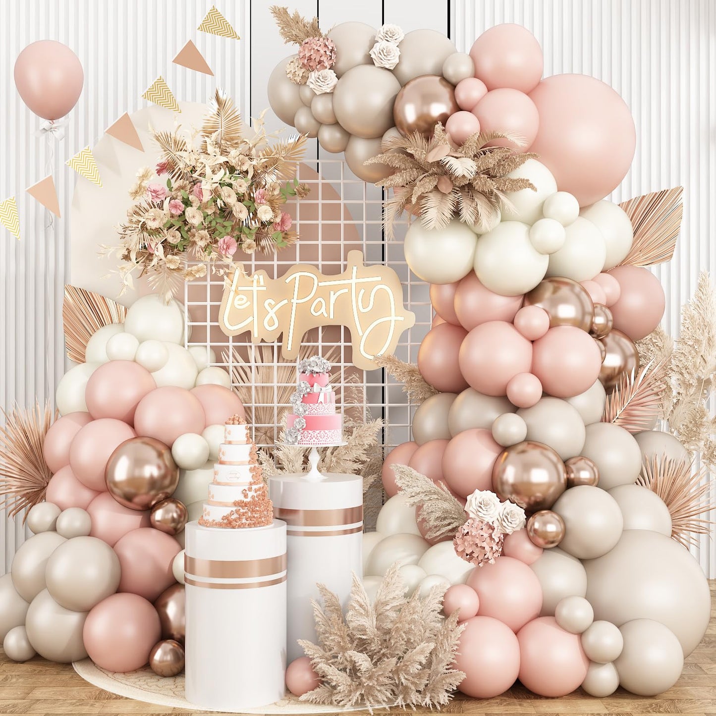 Ivory White Balloon Arch Kit,Boho Balloon Garland with Pastel Orange Cream Beige Champagne Gold White Sand Balloons for Neutral Baby Shower Wedding Boho Bridal Party Decorations