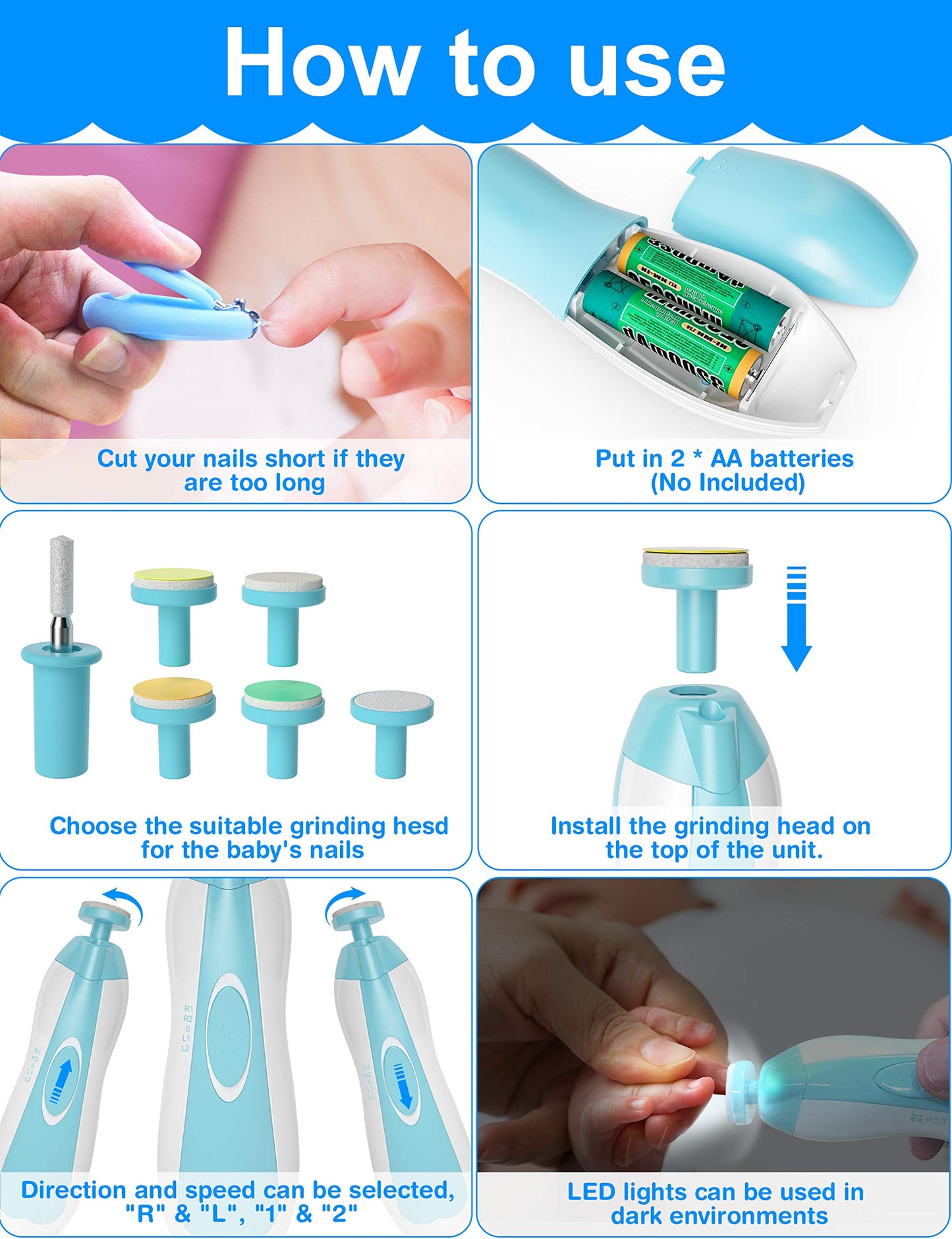 OTTOLIVES Baby Healthcare and Grooming Kit, 24 in 1 Baby Electric Nail Trimmer Set Newborn Nursery Health Care Set for Newborn Infant Toddlers Baby Boys Girls Kids (0-3 Years+) (Green)