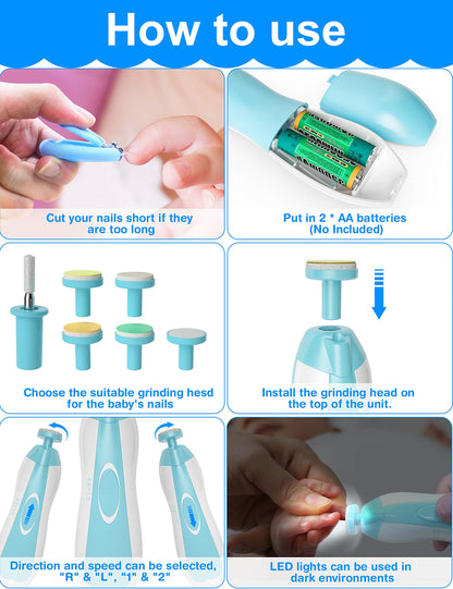 OTTOLIVES Baby Healthcare and Grooming Kit, 24 in 1 Baby Electric Nail Trimmer Set Newborn Nursery Health Care Set for Newborn Infant Toddlers Baby Boys Girls Kids (0-3 Years+) (Green)