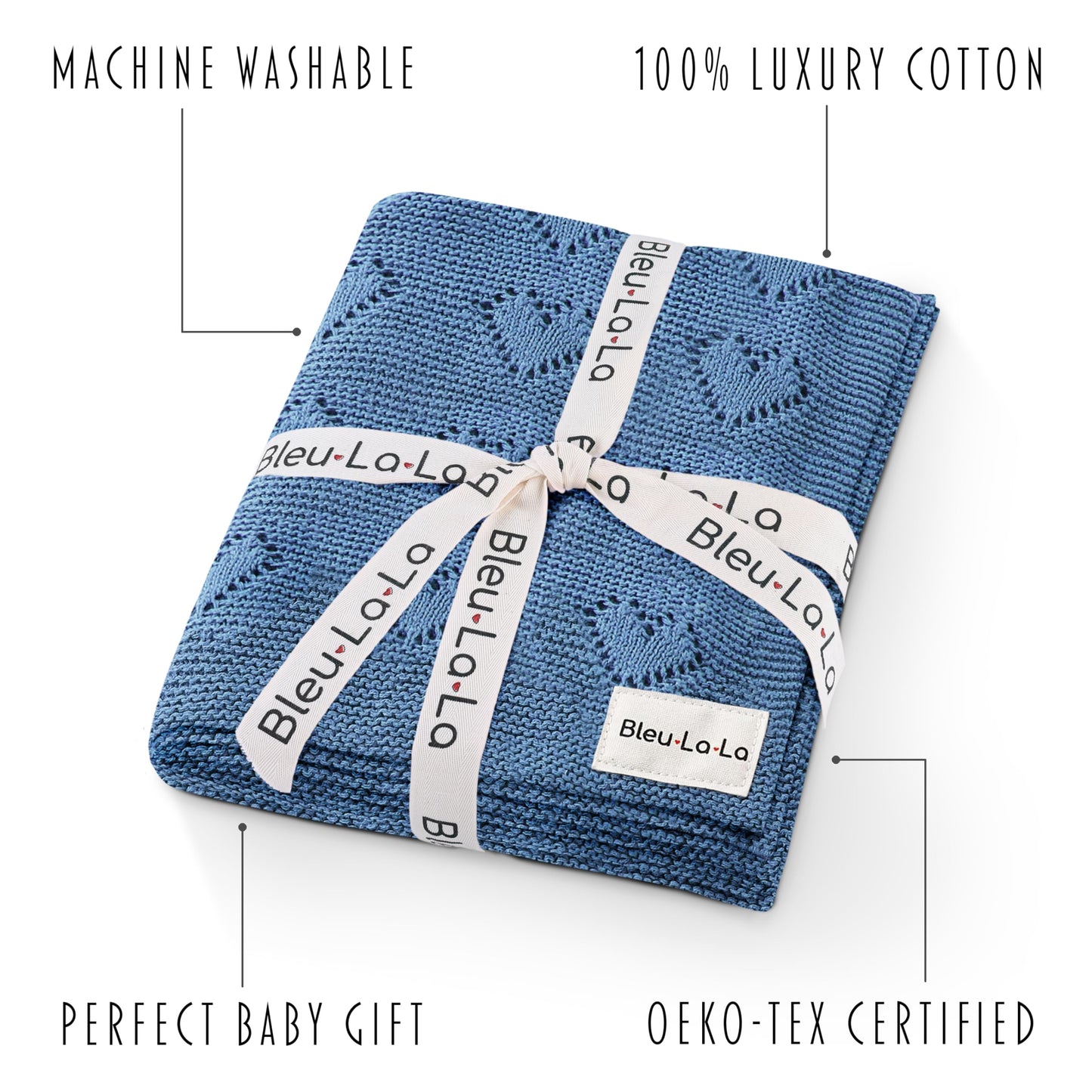 Swaddling Blanket for Girls - 100% Luxury Cotton Knit Heart Baby Blanket - Soft Warm Cozy Swaddle Receiving Stroller Crib Receiving Blanket for Newborns Infants & Toddlers (Pink, 0-2 Years)