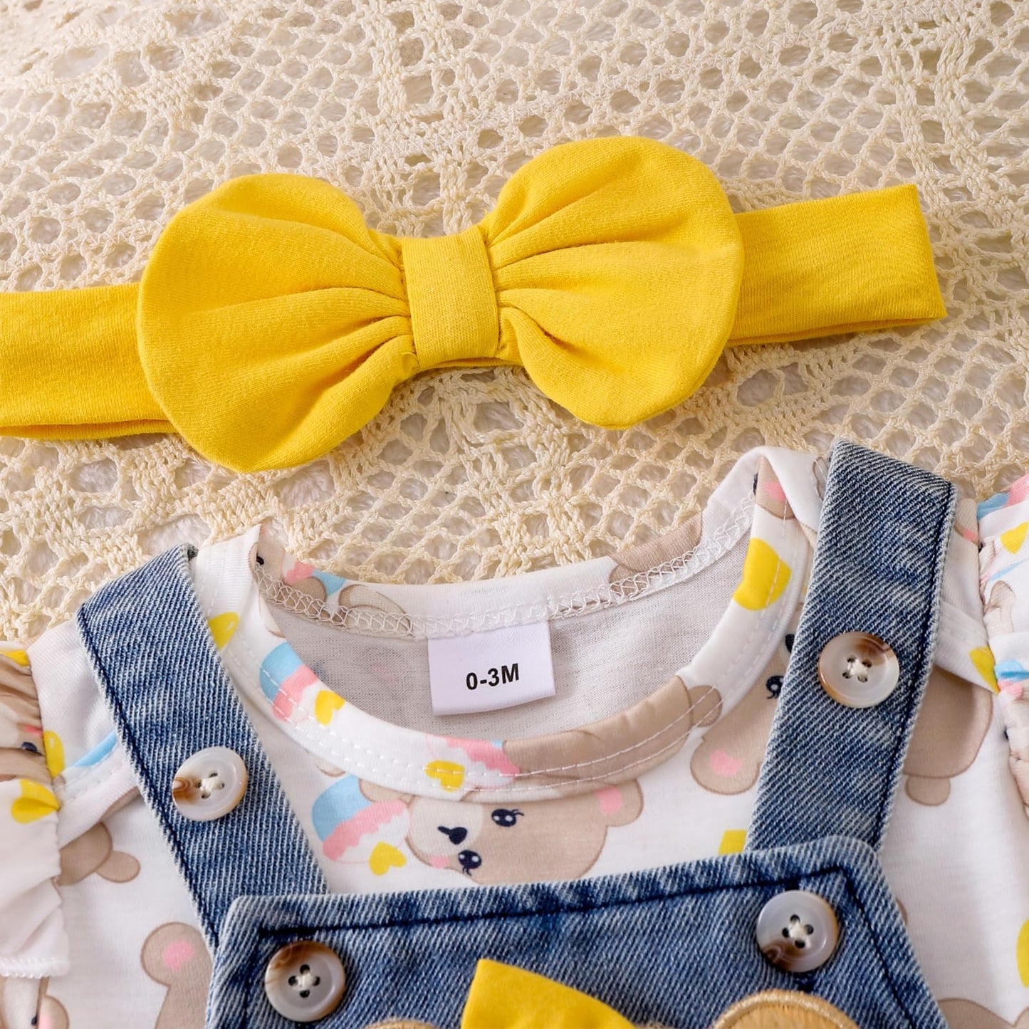 Baby Girl Clothes Suspender Skirt Newborn Ruffle Romper Cute Bear Jeans Dress Bow Headband Summer Outfits 0-18 Months