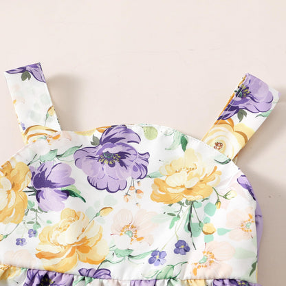 Newborn Infant Baby Girl Dress Toddler Girl Clothes Halter Backless Sleeveless Flower Sundress Summer Dresses for Girl