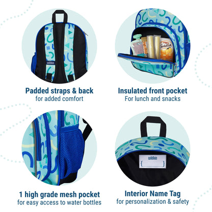 Wildkin 12-inch Kids Backpack – Padded, Adjustable, Ideal for Daycare & Travel - Trains, Planes, and Trucks