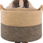 INDRESSME XXXLarge Cotton Rope Basket 21.7" x 21.7" x 13.8" Woven Baby Laundry Blanket Basket Toy Baskets with Handle Storage Comforter Cushions Thread Laundry Hamper