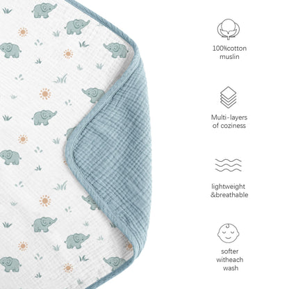 Konssy Muslin Baby Blankets for Girls Boys, 100% Cotton Crib Blanket for Infant Toddler, Super Soft and Lightweight Nursery Swaddling Wrap 40"x36" (Floral)