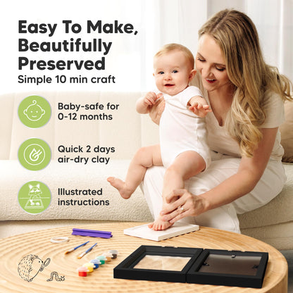 Baby Hand and Footprint Kit, Quick Dry Clay - Newborn Keepsake Feet and Handprint Kit, Nursery Picture Frame, Personalized New Mom Gifts for Baby Showers & Registry, First Mother's Day (Alpine White)