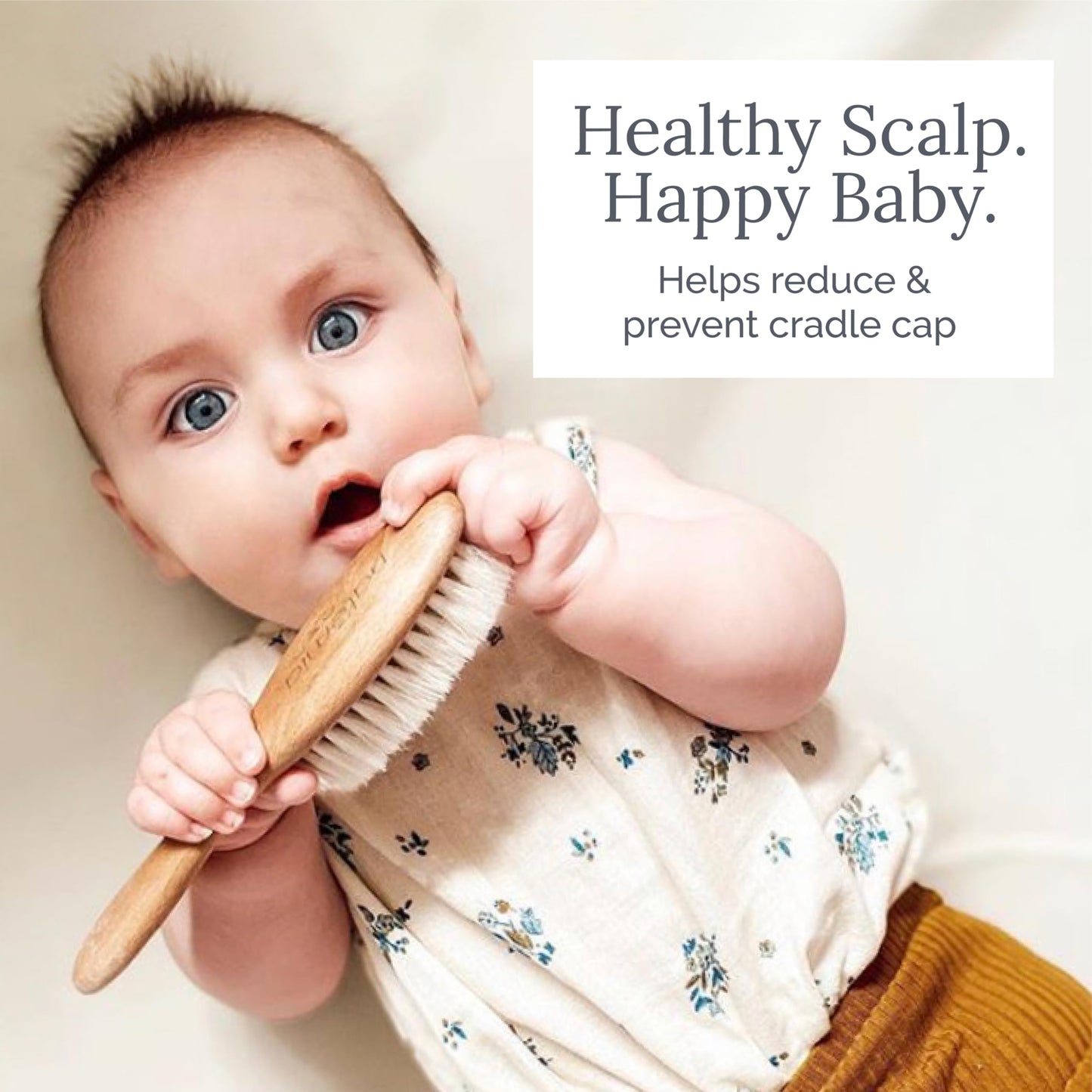 Natemia Wooden Baby Hair Brush | Natural Soft Bristles for Newborns & Toddlers | Gentle Cradle Cap Care | Ideal Baby Registry Gift