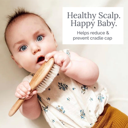 Natemia Wooden Baby Hair Brush | Natural Soft Bristles for Newborns & Toddlers | Gentle Cradle Cap Care | Ideal Baby Registry Gift