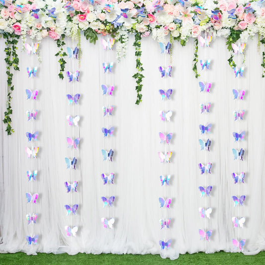 Zonon 4 Pieces 3D Butterfly Hanging Garlands Decoration Butterfly Paper Party Streamers Backdrop for Graduation Wedding Birthday Fairly Baby Shower Party Decorations