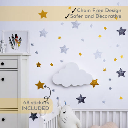 Cloud Lamp (Pack of 1) with Nursery Wall Decals - Baby Night Light - Cloud Nursery Decor - 3 Levels Dimmer - Rechargeable - Baby Room Decor - Nursery Lighting