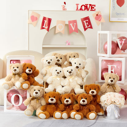 MorisMos 6Pcs Teddy Bears Bulk Baby Shower, 14inch Cute Teddy Bear Stuffed Animals Plush, Small Stuffed Bears on Centerpiece Baby Shower, White