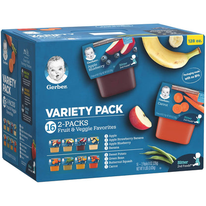 Gerber Purees Veggie, Fruit & My 1st Veggies Variety Bundle (16 Count)