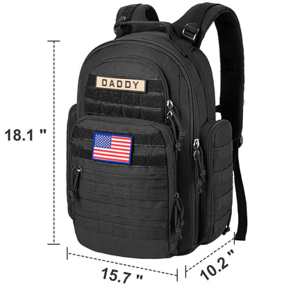 SHARKMOUTH Diaper Bag Backpack for Dad and Mom, Military Molle diaper Pack with Insulated Bottle Holders and Wipe Pocket
