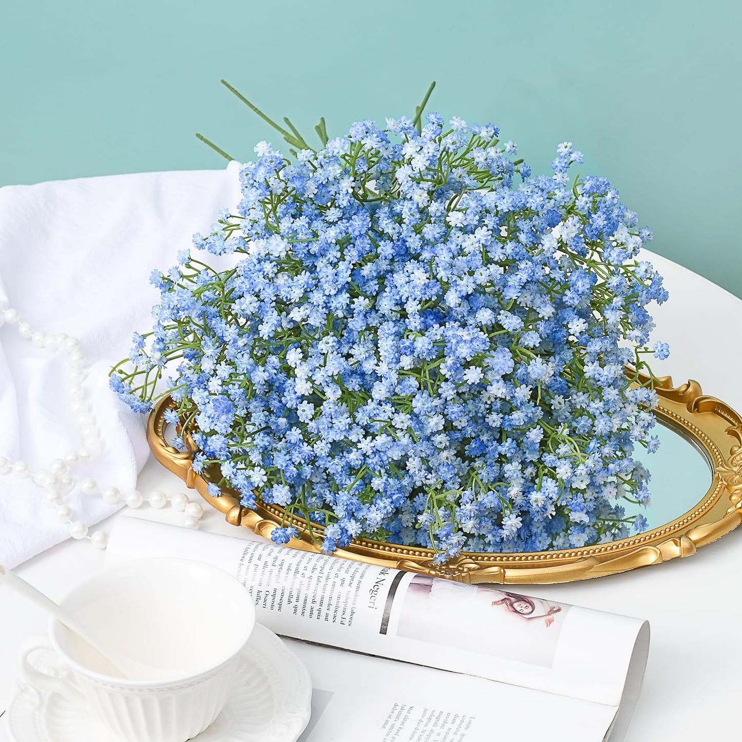 MARTINE MALL Babys Breath Artificial Flowers, 15 PCS White Baby Breath Flowers Artificial Bulk, Fake Babys Breath Gypsophila Real Touch Faux Babys Breath for Wedding Floral Arrangement Home Decor
