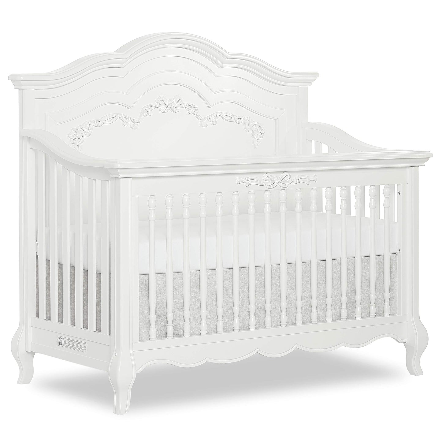 Evolur Aurora 5-in-1 Convertible Crib in Ivory Lace, Greenguard Gold Certified, Features 3 Mattress Height Settings, Sturdy and Spacious Baby Crib, Wooden Furniture