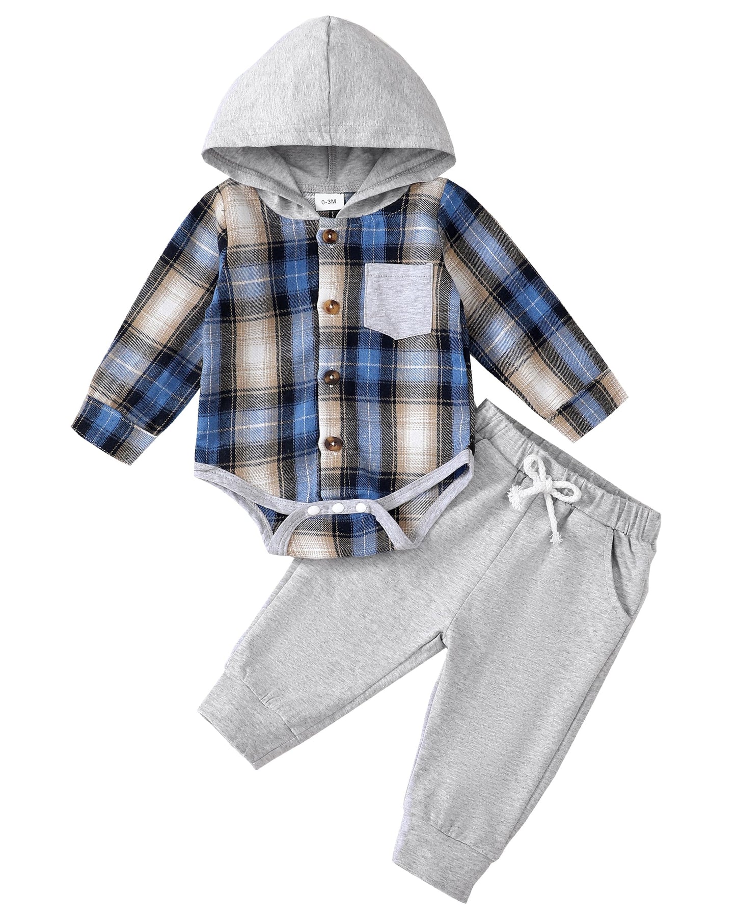 Renotemy Newborn Baby Boy Clothes Infant Boy Outfits Baby Hoodie Romper Fall Winter 0 3 6 9 12 18 Months Baby Clothes for Boy