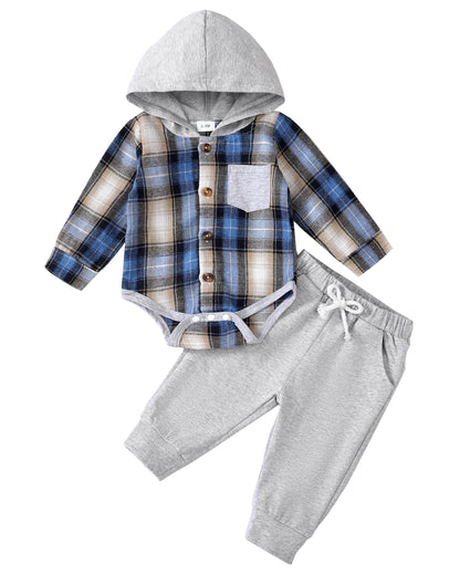 Renotemy Newborn Baby Boy Clothes Infant Boy Outfits Baby Hoodie Romper Fall Winter 0 3 6 9 12 18 Months Baby Clothes for Boy