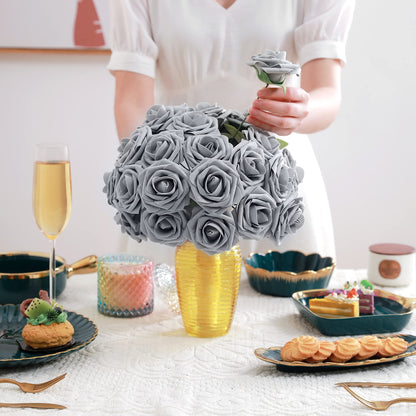 Artificial Flowers Combo, Fake Flowers for DIY Tables Centerpieces Baby Shower Bridal Shower Wedding Bouquet Arrangements Party Candle Holder Cake Decor Flower Home Decorations