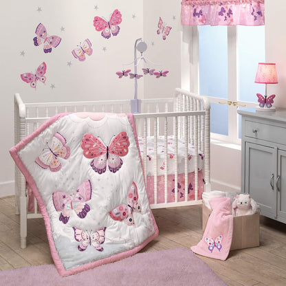 Bedtime Originals 3 Piece Crib Bedding Set, Butterfly Kisses, Multicolor