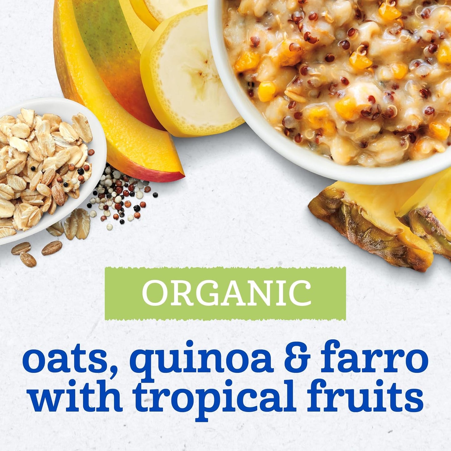 Gerber Organic Grain & Grow Morning Bowl, Oats, Red Quinoa & Farro with Tropical Fruits, 4.5 Ounce (Pack of 8)
