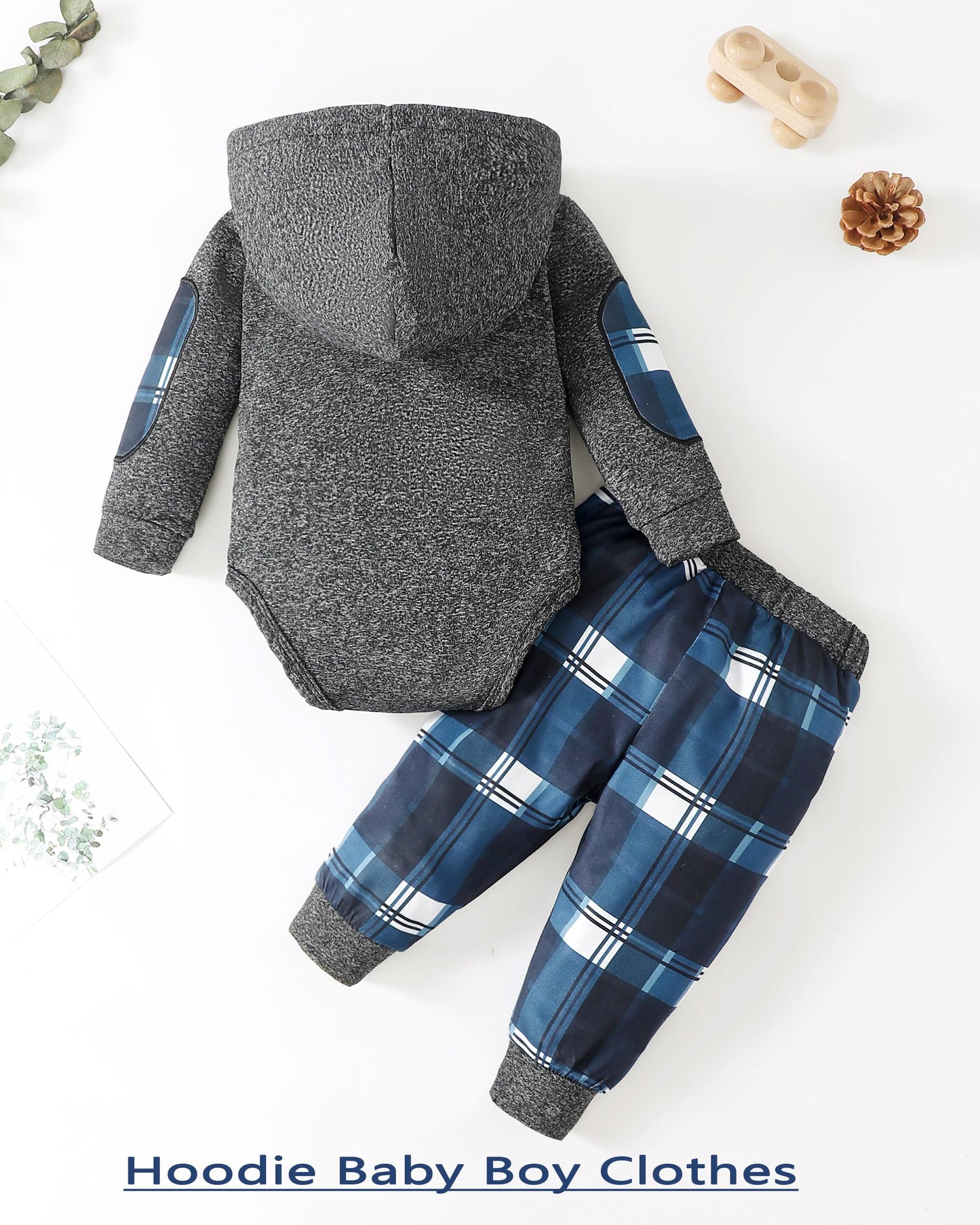 Renotemy Newborn Baby Boy Clothes Infant Boy Outfits Baby Hoodie Romper Fall Winter 0 3 6 9 12 18 Months Baby Clothes for Boy