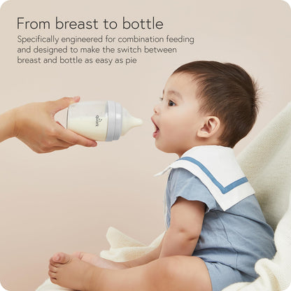 BuubiBottle Max Slow Flow Bottle for Newborn Babies by Quark - with Anti-Colic RealFeel Nipple to Simulate Breastfeeding - BPA-Free, PVC-Free, Toxin-Free - 8 Oz Bottle with Lid, 2 Pack - Orange