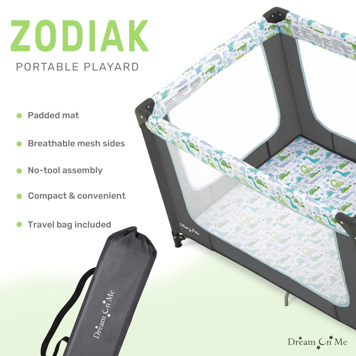 Dream On Me Zodiak Portable Playard in Navy, Lightweight, Packable and Easy Setup Baby Playard, Breathable Mesh Sides and Soft Fabric - Comes with a Removable Padded Mat