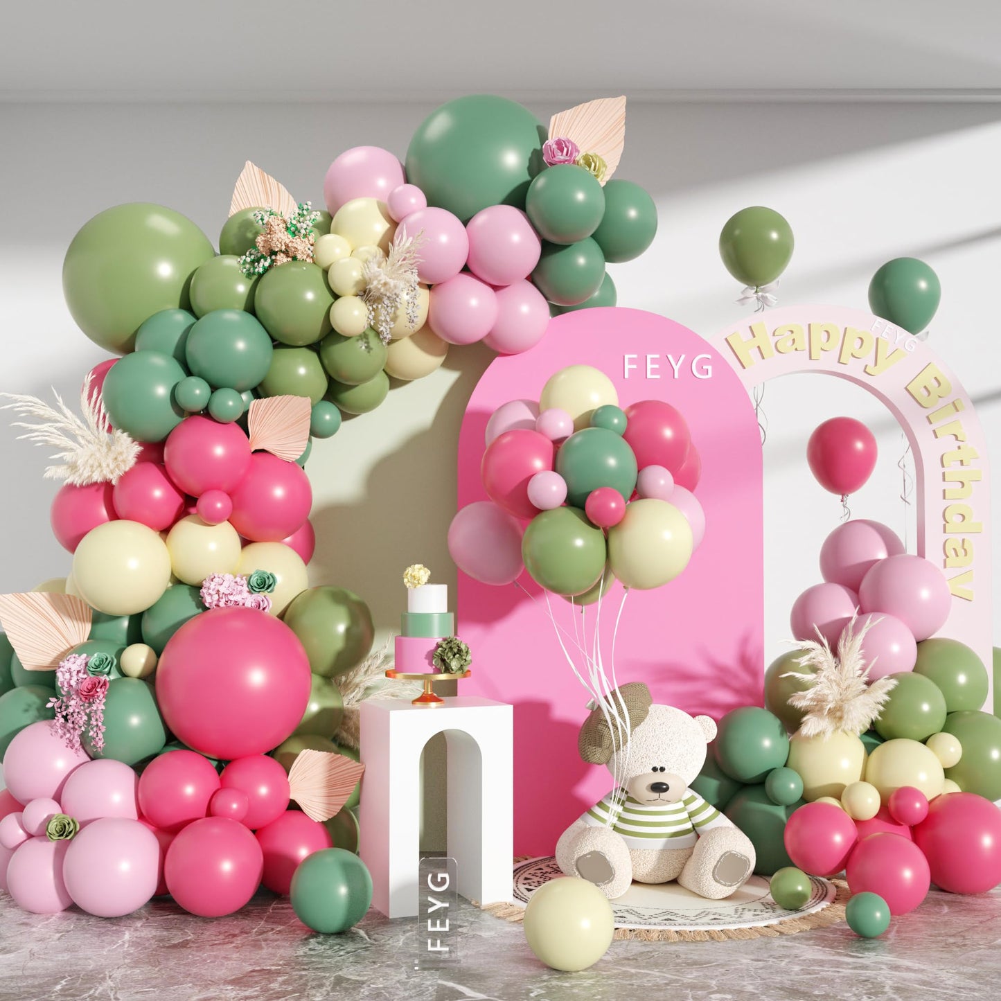 Dusty Pink Brown Balloon Arch Kit, Double Stuffed Blush Brown Cream Beige Nude Tan Pink Balloons Boho Balloon Garland Kit for Birthday Baby Shower Wedding Bridal Shower Gender Reveal Party Decoration