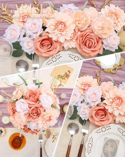 Artificial Flowers Combo for DIY Wedding Bouquets Combo Centerpieces Arrangements Party Bridal Baby Shower Home Decorations-Blush Pink