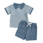 Kuriozud Newborn Baby Boy Summer Clothes Button Short Sleeve Romper Bodysuit Shorts Set Toddler Soft Waffle Outfit